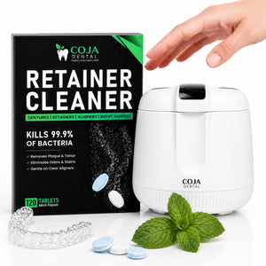 COJA Dental Pro Cleaning Kit (White): Ultrasonic Pod & 120 Mint Tablets