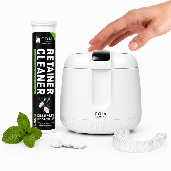 COJA Dental Pro Cleaning Kit (White): Ultrasonic Pod & 30 Mint Tablets