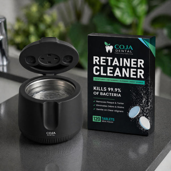 COJA Dental Pro Cleaning Kit (Black): Ultrasonic Pod & 120 Mint Tablets
