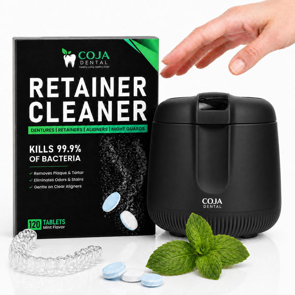 COJA Dental Pro Cleaning Kit (Black): Ultrasonic Pod & 120 Mint Tablets