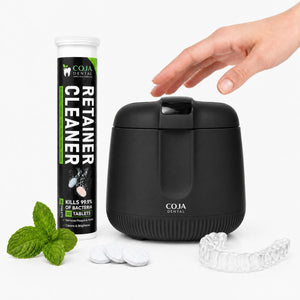 COJA Dental Pro Cleaning Kit (Black): Ultrasonic Pod & 30 Mint Tablets